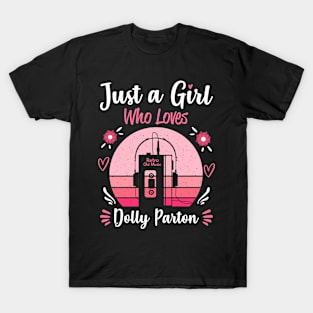 Just A Girl Who Loves Dolly Parton Retro Headphones T-Shirt